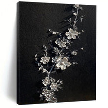 Load image into Gallery viewer, “Silver Floral on Black” - Decorative Abstract Art on Canvas DKH1543