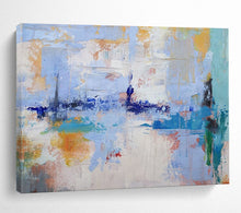 Load image into Gallery viewer, Hand - painted Large - Scale Abstract Coastal Cityscape Acrylic Art for Modern Home Offices LargeART1746