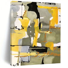 Load image into Gallery viewer, Large - Scale Yellow - Green Abstract Composition Acrylic for Modern Kitchen & Creative Studio LargeART0344