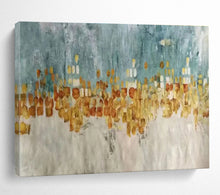 Load image into Gallery viewer, Cityscape “Golden Skyline” Painting on Canvas, Abstract Urban Art DKH841
