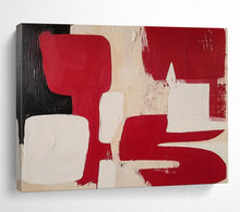 Load image into Gallery viewer, Hand - painted Large - scale Red, Black, and White Abstract Acrylic Art for Avant - Garde Bedrooms LargeART1802