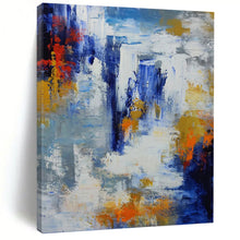 Load image into Gallery viewer, “Vibrant Color Splash Abstract” - Blue, Orange, White Abstract Art on Canvas DKH1338