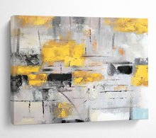Load image into Gallery viewer, Gray and Yellow Abstract Painting for Contemporary Living Room & Creative Studio DKH285