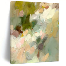 Load image into Gallery viewer, “Ethereal Green Floral Mist” - Mint, Pink, Purple Abstract Art on Canvas DKH1352