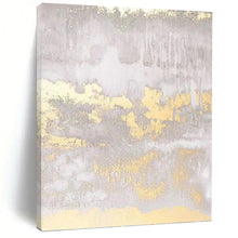 Load image into Gallery viewer, “Gilded Gray Textures” Abstract Metallic Accent Painting on Canvas, Luxe Decor DKH951