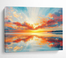 Load image into Gallery viewer, Vivid Sunset Seascape Abstract Painting on Canvas - “Blazing Horizons” DKH622