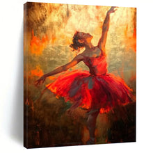 Load image into Gallery viewer, “Ballerina in Fiery Red” - Impressionistic Ballet Art on Canvas DKH1639