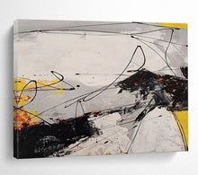 Load image into Gallery viewer, Expressive Black and White with Yellow Accents Abstract acrylic painting DLZ030