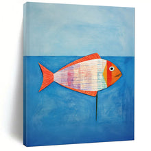 Load image into Gallery viewer, Whimsical Striped Fish Abstract Painting, Ideal for Coastal - Themed Bedroom & Family Kitchen LargeART1836