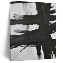 Load image into Gallery viewer, “Bold Black Brushstrokes” - Black, White Abstract Art on Canvas DKH1154