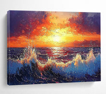 Load image into Gallery viewer, Fiery Sunset Sea Large - scale acrylic painting DLZ165