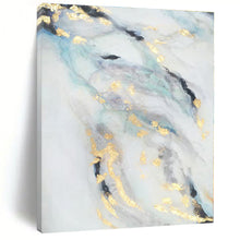 Load image into Gallery viewer, Large - Scale Blue - Gray - Gold Abstract Acrylic Art for Bedroom & Luxury Hotel Room LargeART0428