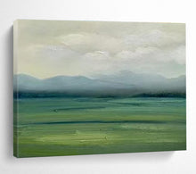 Load image into Gallery viewer, Misty Green Field & Mountain Abstract Painting for Nature - Inspired Living Room & Tranquil Office DKH101