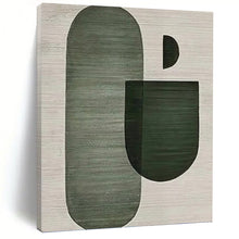 Load image into Gallery viewer, “Abstract Green Shapes” - Green, Grey Abstract Art on Canvas DKH1132