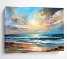 Load image into Gallery viewer, Seaside Sunset Oil Painting - Perfect for Coastal - Themed Living Rooms LargeART1607