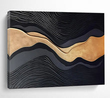 Load image into Gallery viewer, Black & Gold Waves - Luxe Dining Room Art LargeART1576