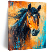 Load image into Gallery viewer, Expressive Abstract Horse Art, Bold Color - Contrasted Painting for Equestrian Lounge & Energetic Home Gym LargeART2210