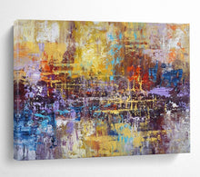 Load image into Gallery viewer, Golden & Purple Abstract Fusion - Regal Living Room Art LargeART1516