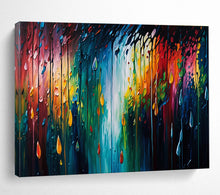 Load image into Gallery viewer, Rainy Abstract “Color Droplets” Painting on Canvas, Dynamic Weather Art DKH867