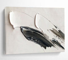 Load image into Gallery viewer, Black - White Textured “Minimalist Swirl” Painting on Canvas, Modern Abstract Art DKH908