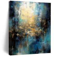 Load image into Gallery viewer, Oversized Blue - Gold Light Burst Art for Living Room & Creative Studio LargeART0451