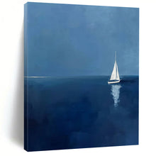 Load image into Gallery viewer, Minimalist Seascape Art, Blue - Toned Calming Painting for Coastal Bedroom & Relaxation Nook LargeART2230