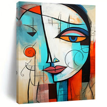 Load image into Gallery viewer, Cubist Abstract Face Painting, Color - Blocked Modern Art for Art Gallery & Creative Studio LargeART2213