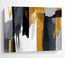 Load image into Gallery viewer, Hand - painted Gray, Black, and Gold Brushstrokes Acrylic Art for Modern Office Conference Rooms LargeART1719