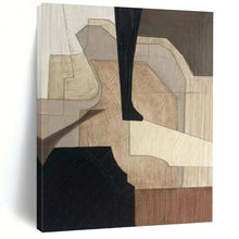 Load image into Gallery viewer, “Wooden Puzzle” - Neutral Geometric Mosaic, Great for Studio Warmth, Abstract Painting on Canvas DKH1071