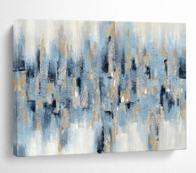 Load image into Gallery viewer, Blue & Gold Abstract Dots - Chic Living Room Art LargeART1519