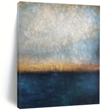 Load image into Gallery viewer, Blue & Orange Abstract Horizon Painting, Perfect for Beach House Living Room & Sunset - Themed Bar LargeART1441