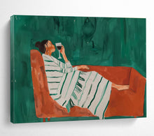 Load image into Gallery viewer, Relaxed Wine - Drinking Figure Abstract Painting for Modern Living Room & Wine Bar DKH233