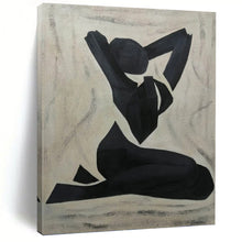 Load image into Gallery viewer, “Black and White Figure Silhouette” - Minimalist Figurative Art on Canvas DKH1565