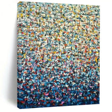 Load image into Gallery viewer, “Pointillism - Style Abstract” - Blue, Yellow, Red Abstract Art on Canvas DKH1344