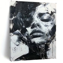 Load image into Gallery viewer, Monochrome Expressive Abstract Art, Ideal for Edgy Living Room & Creative Studio LargeART2139
