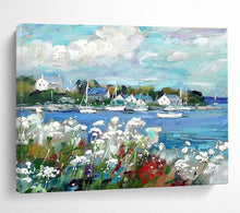 Load image into Gallery viewer, Colorful Coastal Village Abstract Painting On Canvas DKH450