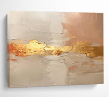 Load image into Gallery viewer, Gold - Accented Neutral Abstract Painting on Canvas - “Elegant Layers” DKH617