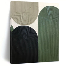 Load image into Gallery viewer, “Stacked Arches in Earthy Hues” - Beige, Green, Black Abstract Art on Canvas DKH1167