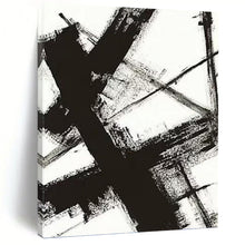 Load image into Gallery viewer, “Black - White Abstract Strokes” Abstract Painting on Canvas, Modern Monochrome Decor DKH1028