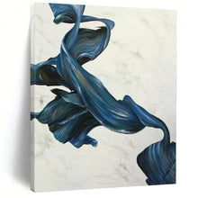 Load image into Gallery viewer, Oversized Blue Ribbon - Like Abstract Acrylic for Modern Dance Studio & Elegant Home Office LargeART0349