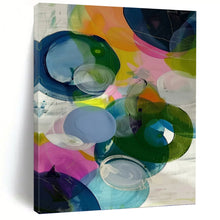 Load image into Gallery viewer, “Colorful Translucent Circles” Abstract Painting on Canvas, Vibrant Office Decor DKH999