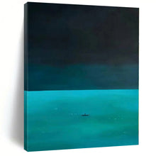 Load image into Gallery viewer, Large - Scale Hand - painted Solitary Boat on Turquoise Sea Acrylic Art for Serene Bedrooms LargeART0194