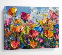 Load image into Gallery viewer, Color - Burst “Wildflower Meadow Joy” Painting on Canvas, Lively Floral Artwork DKH797