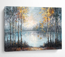 Load image into Gallery viewer, Autumn Forest “Misty Lake” Painting on Canvas, Evocative Landscape Art DKH904