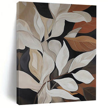 Load image into Gallery viewer, White and Brown Leaves on Dark Background Acrylic Art - Perfect for Nature - lover’s Bedroom & Elegant Dining Room LargeART0667