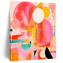 Load image into Gallery viewer, Bold Color Circles and Drips Abstract Canvas Painting, Ideal for Modern Playroom & Artistic Café LargeART1181