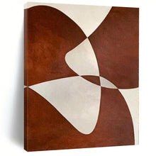 Load image into Gallery viewer, Brown & White Geometric Overlap Abstract Canvas Painting, Ideal for Mid - Century Modern Living Room & Art Gallery Corridor LargeART1114