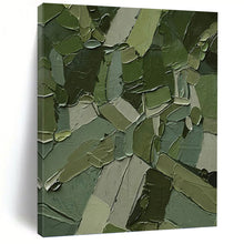 Load image into Gallery viewer, “Mosaic Green Shapes” - Green, Grey Abstract Art on Canvas DKH1211