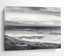 Load image into Gallery viewer, Monochrome Seascape Abstract Painting on Canvas - “Gray Ocean Mood” DKH632