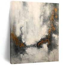 Load image into Gallery viewer, Large - Scale Gray - White Gold Vein Abstract Acrylic Art for Luxury Bedroom & Boutique Hotel LargeART0378
